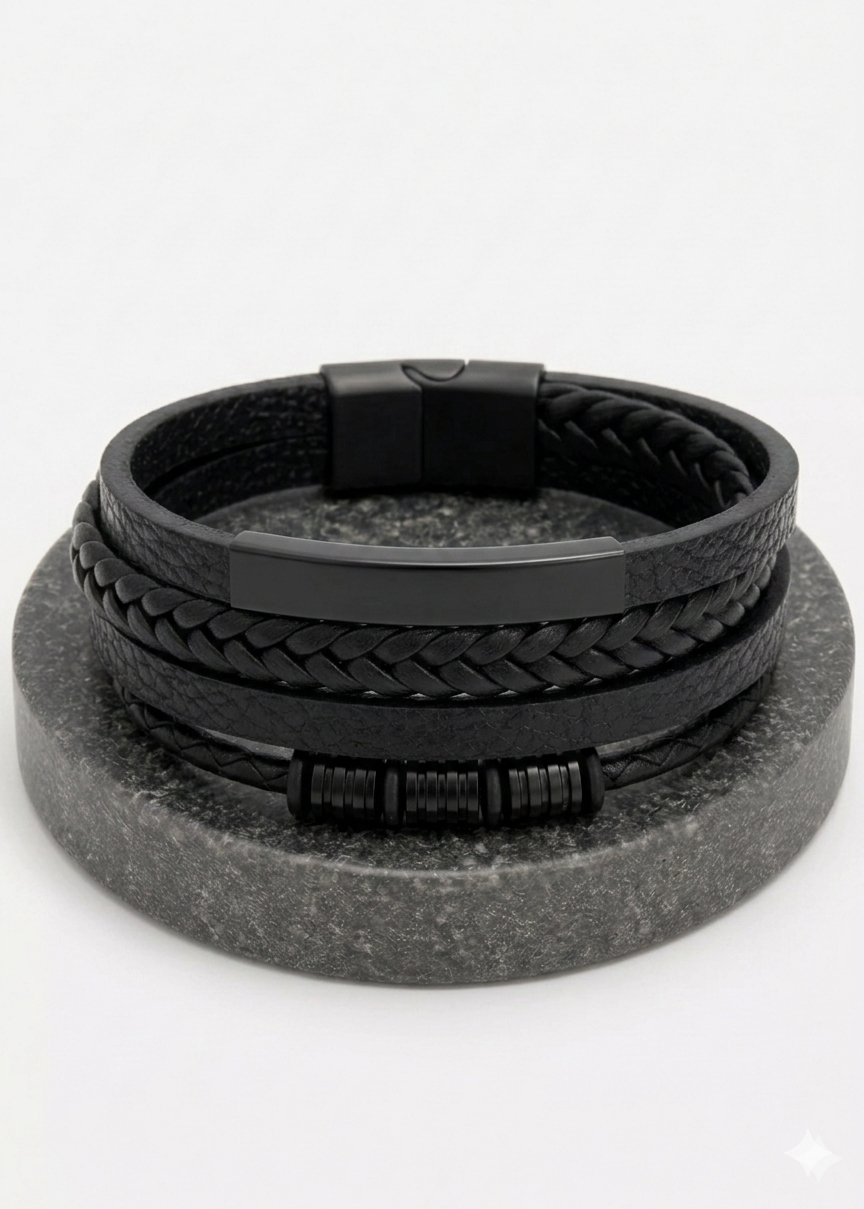 Men's Psalm 112:7 Unshakable Faith Leather Bracelet