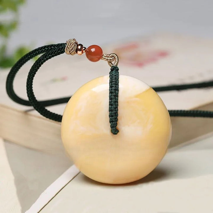 Golden Amber Wax Masculine Necklace Timeless Amber Jewelry Pendant