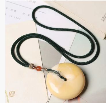 Golden Amber Wax Masculine Necklace Timeless Amber Jewelry Pendant