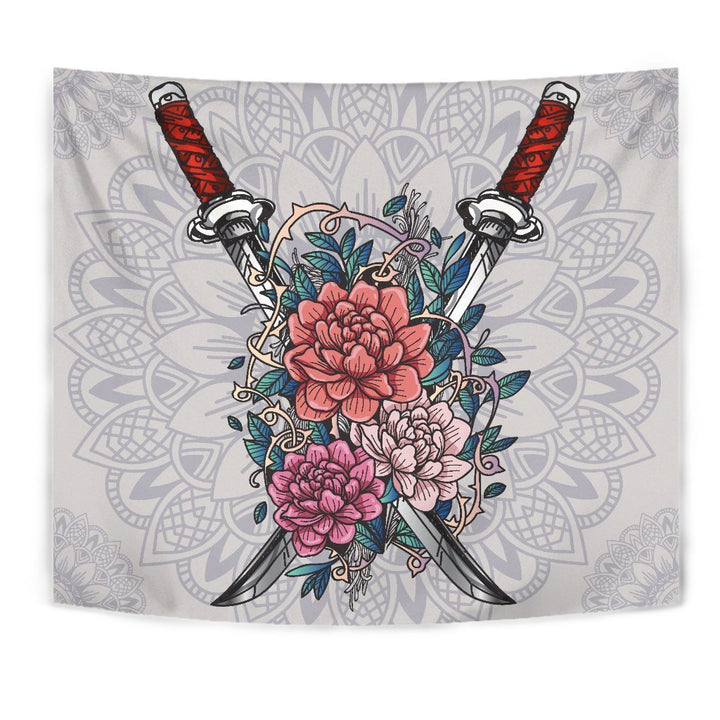 Colorful Flower with Sword Tapestry