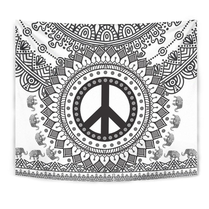 White Black Peace and Mandala Tapestry