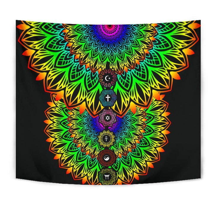 Black Chakra Moon Yin Yang Tapestry
