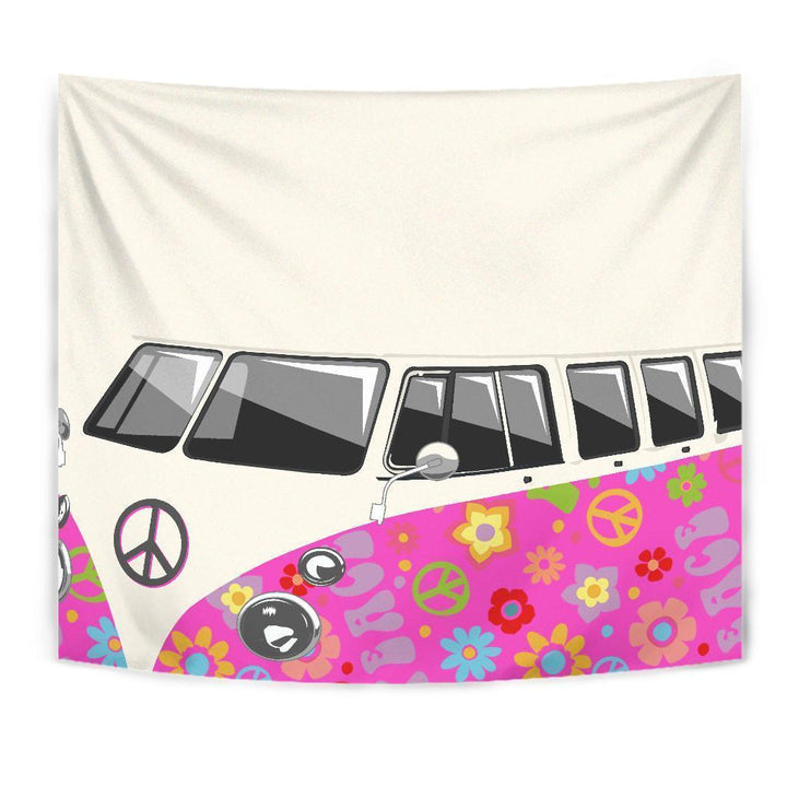 Peace White Pink Tapestry