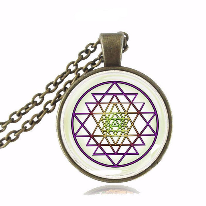 Sri Yantra Necklace Buddhist Charm Necklace Sacred Geometry Chain