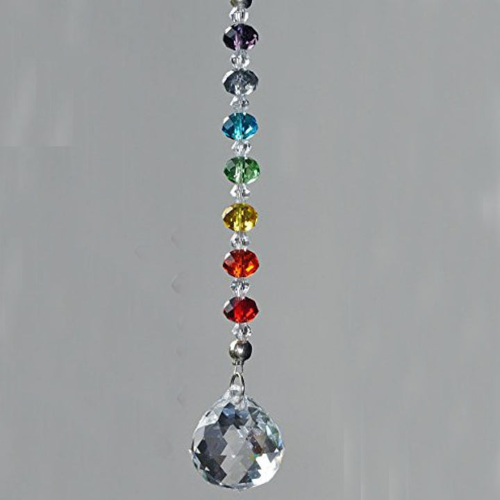 7 Chakra Crystal Prism Ball Suncatcher Rainbow Lucky Stones Rondelle Beads