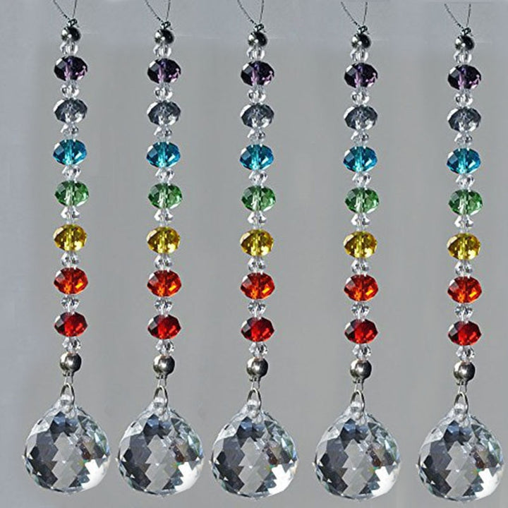 7 Chakra Crystal Prism Ball Suncatcher Rainbow Lucky Stones Rondelle Beads
