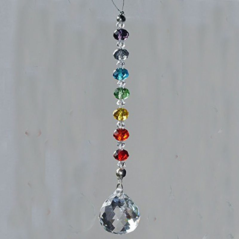7 Chakra Crystal Prism Ball Suncatcher Rainbow Lucky Stones Rondelle Beads