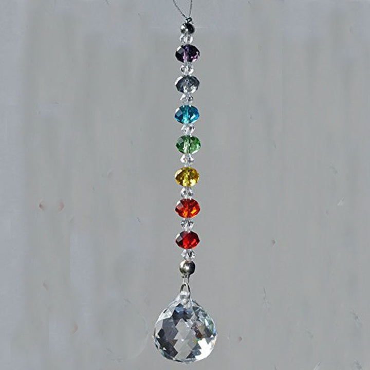 7 Chakra Crystal Prism Ball Suncatcher Rainbow Lucky Stones Rondelle Beads