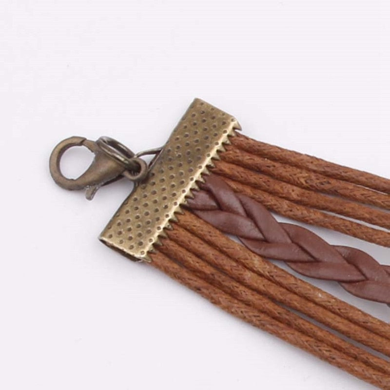 Tree of Life Brown Rope Bracelet Charm Spiritual Adjustable Leatherette Knot Bracelet