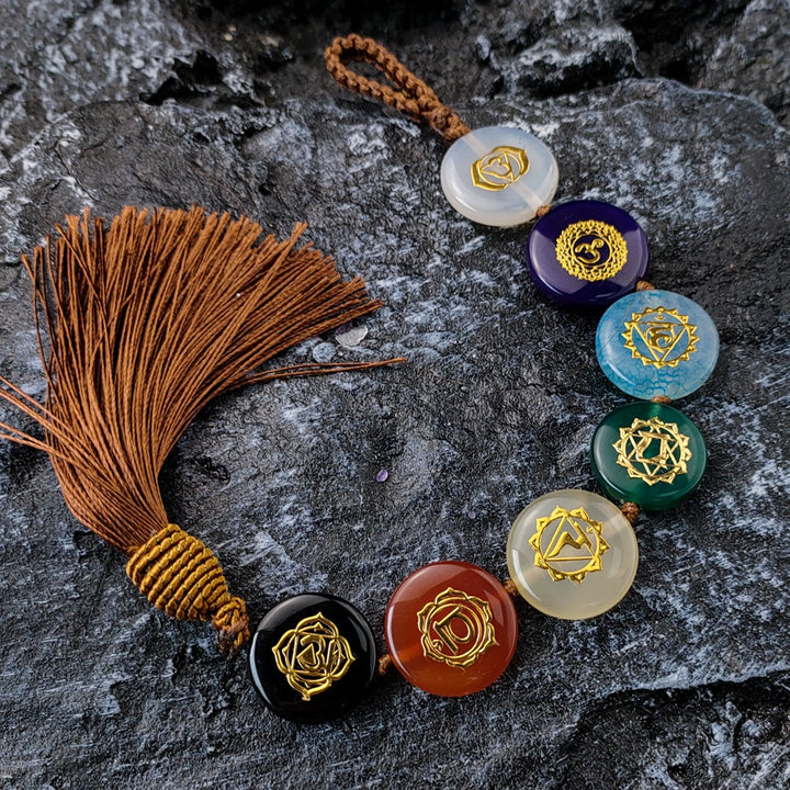 7 Chakra Energy Hanging Ornament Stone Crystals Ornament