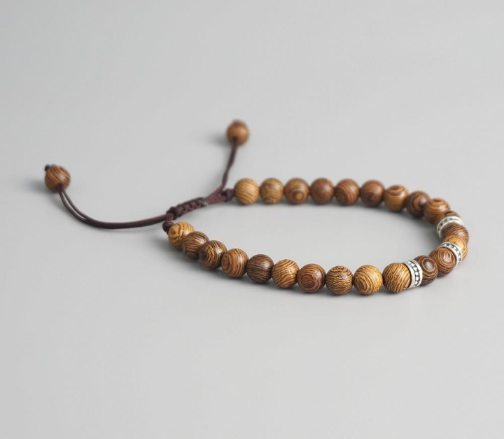 Tibetan Buddhist Hand Braided Lucky Wood Bracelet OM Mani Padme Hum Monk Mantra Bracelet