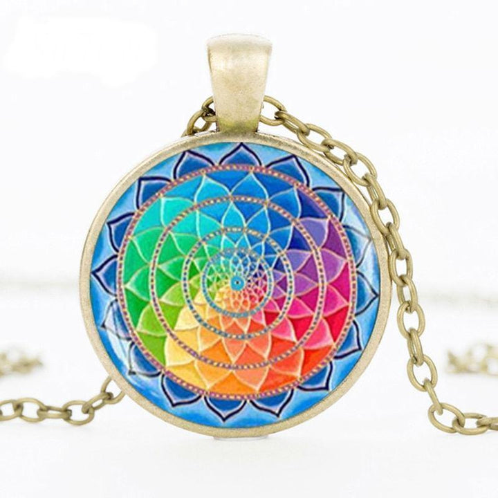 Sri Yantra Sacred Dome Necklace Pendant Vintage Charm Necklace