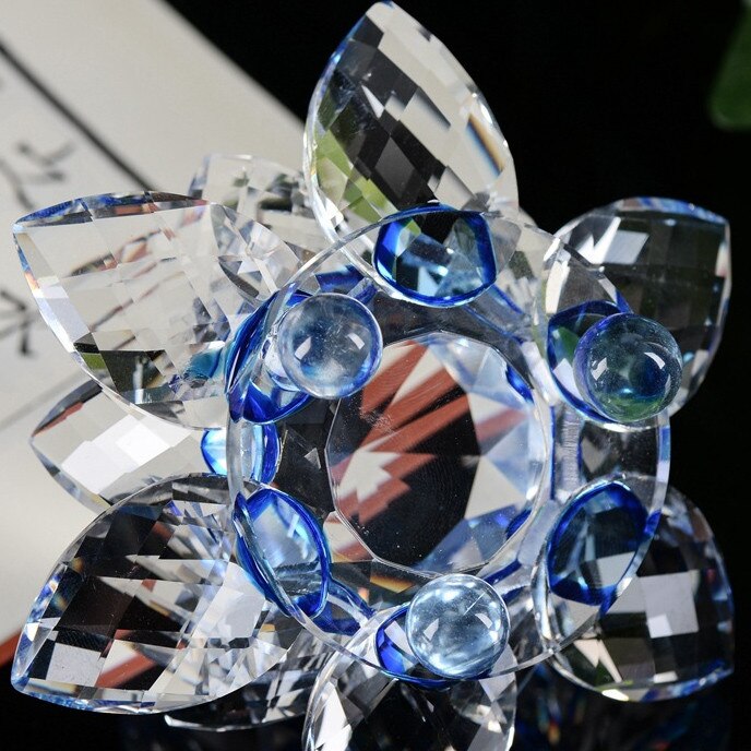 Lotus Flower Crafts Glass Ornaments Feng Shui Home Crystal Decorations