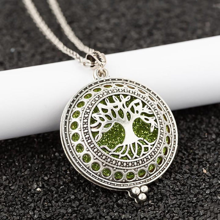 Tree of Life Aroma Diffuser Locket Necklace Women Chain Pendant Necklace
