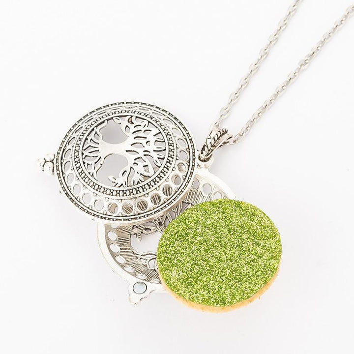 Tree of Life Aroma Diffuser Locket Necklace Women Chain Pendant Necklace