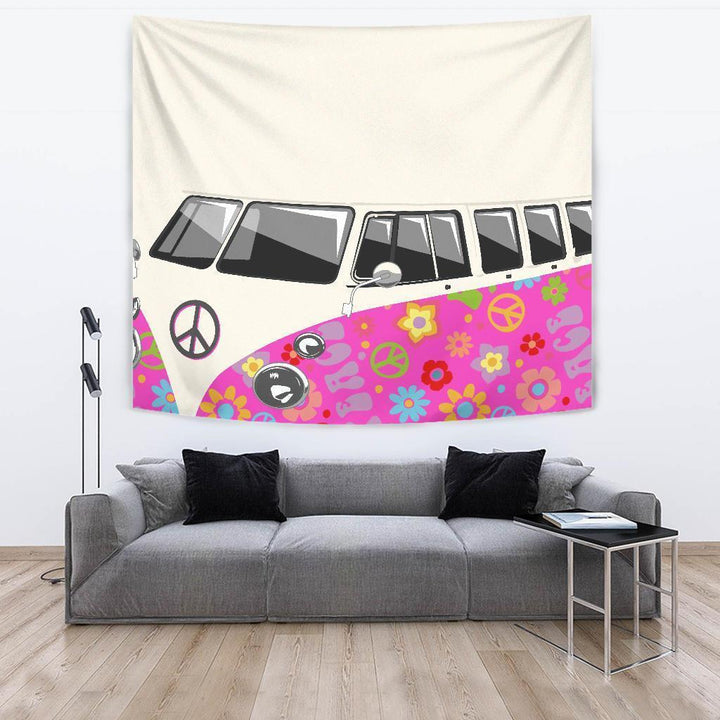 Peace White Pink Tapestry