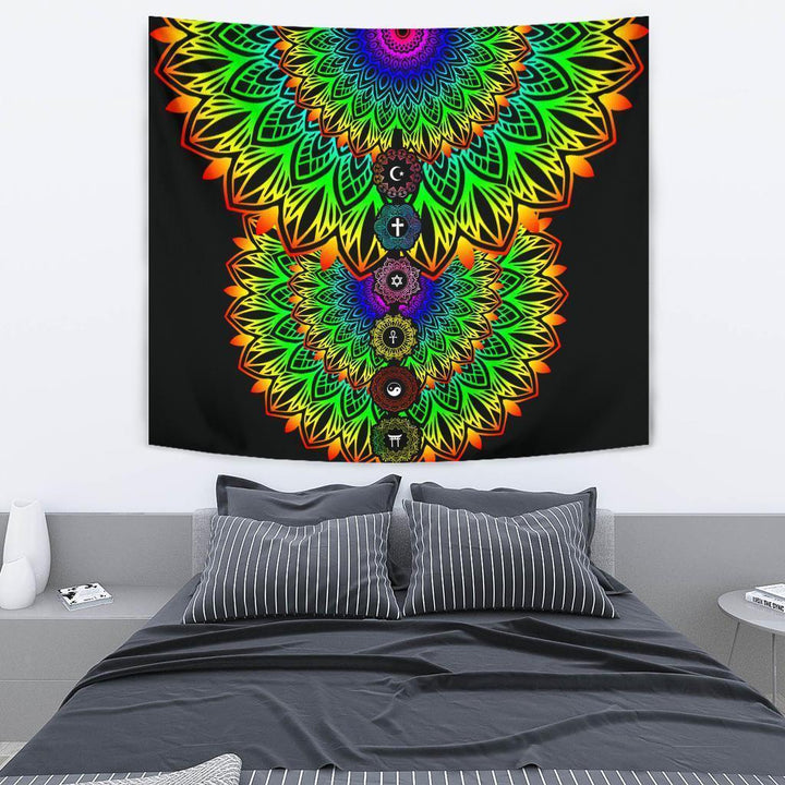 Black Chakra Moon Yin Yang Tapestry