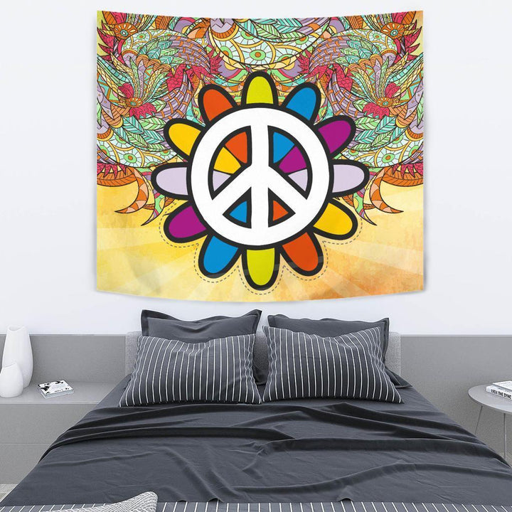Yellow Peace Mandala Tapestry