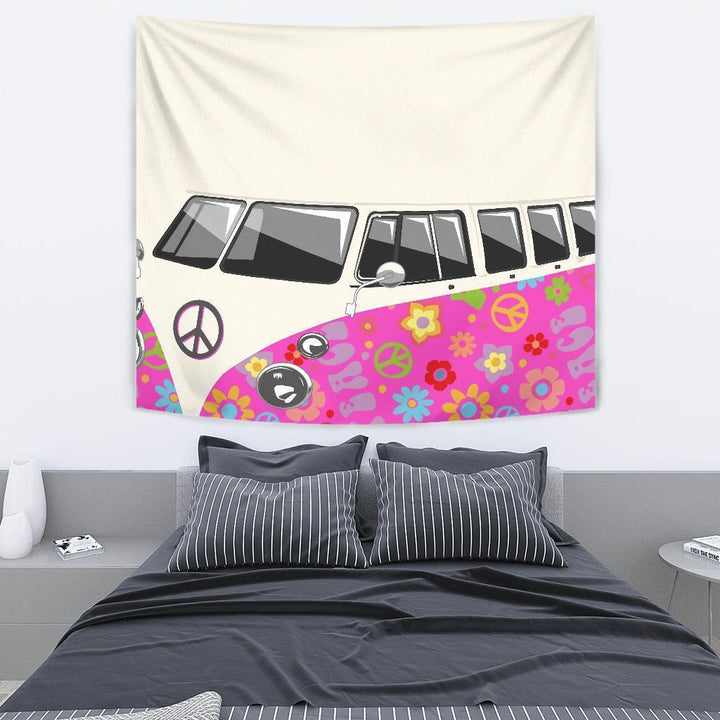 Peace White Pink Tapestry