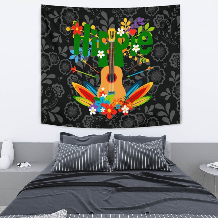 Guitar with Flowers Tapestry