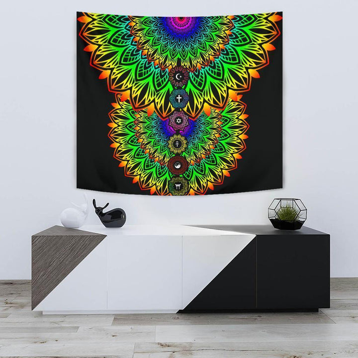 Black Chakra Moon Yin Yang Tapestry