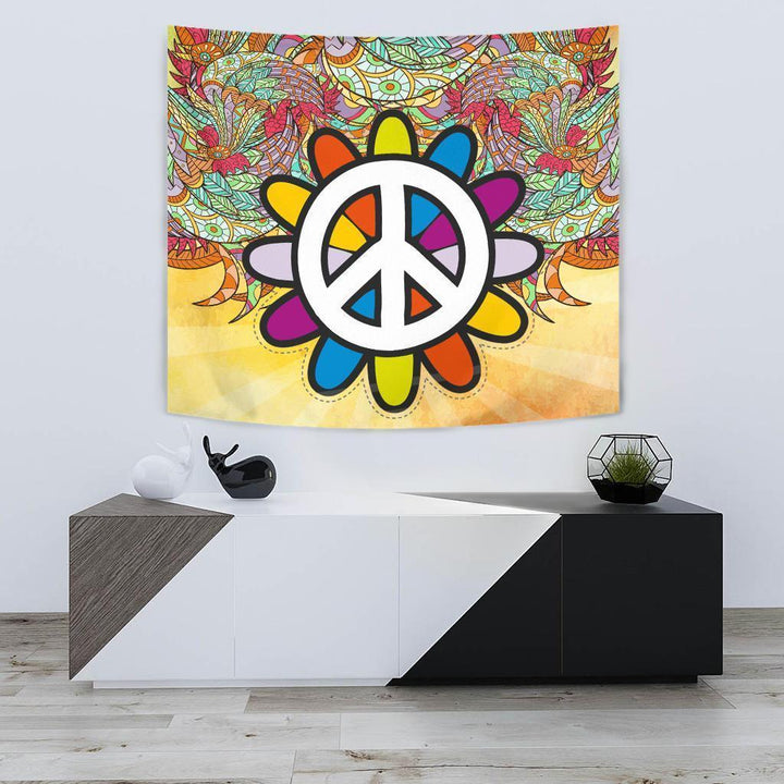 Yellow Peace Mandala Tapestry