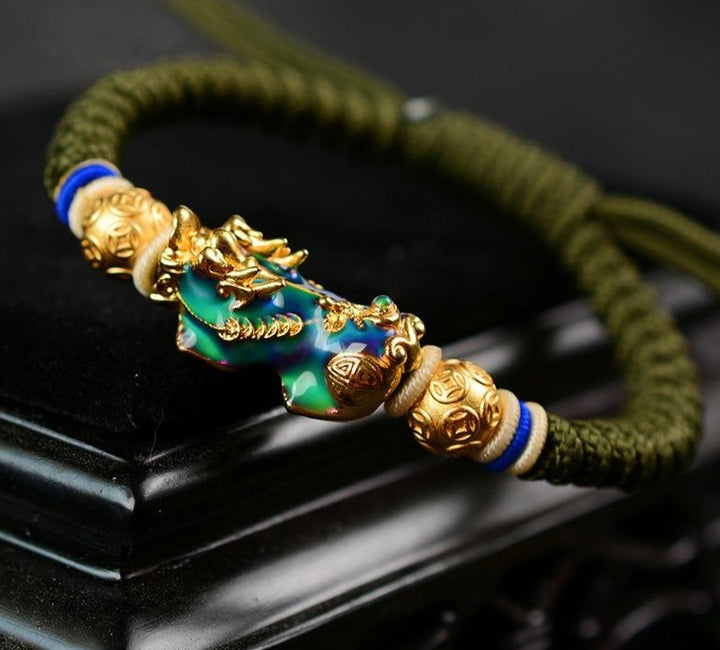 Feng Shui Pixiu Braided Rope Bracelet Lucky Charm Dragon Pi Xiu Knot Bracelet