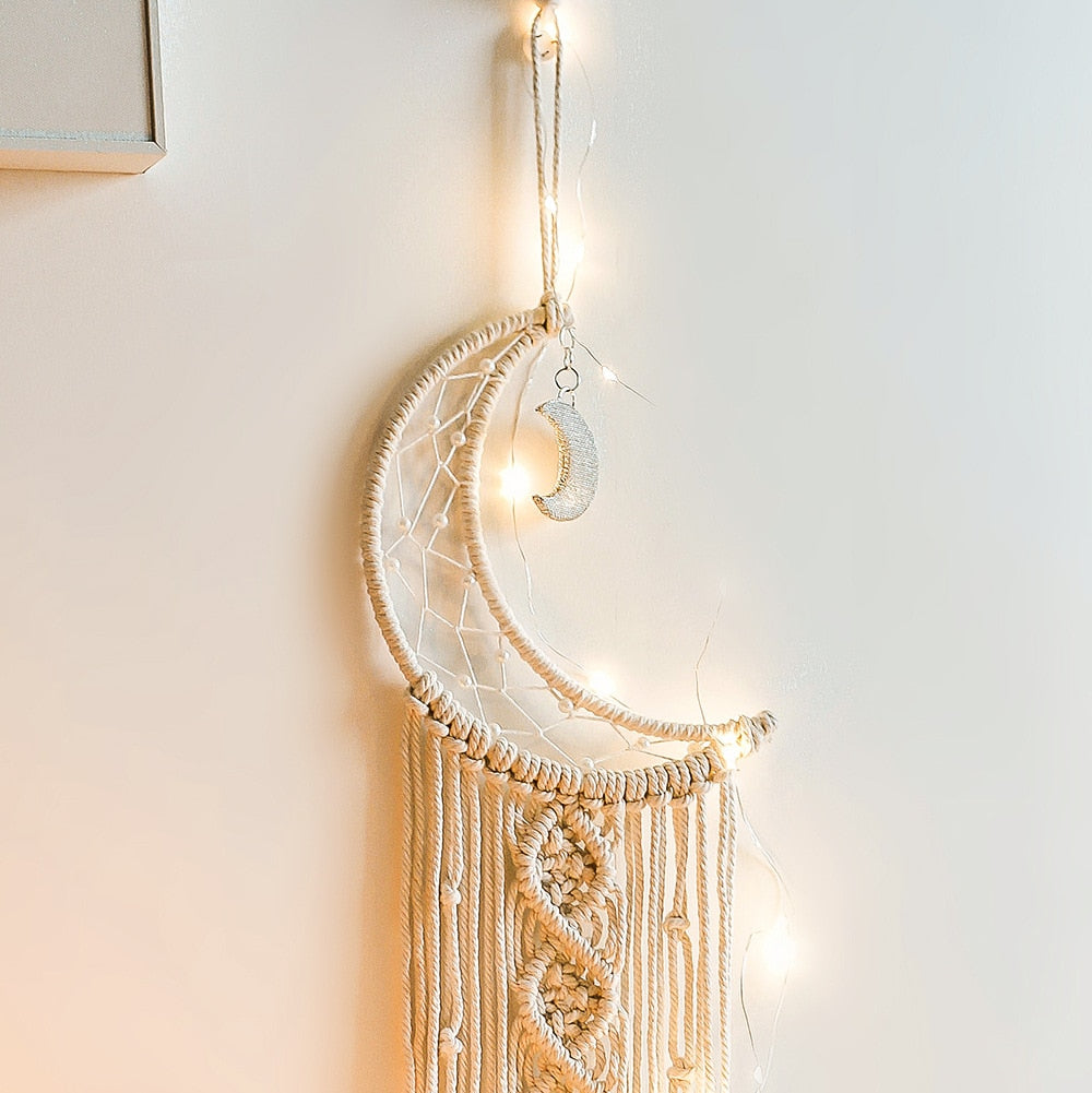 Bohemian Moon Dream Catcher Handmade Beautiful Wall Decor