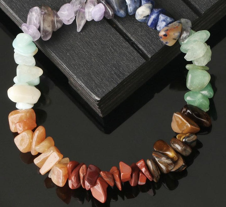 Chipped Gravel Beads Bracelet Buddha Chakra Crystals Lucky Bracelet