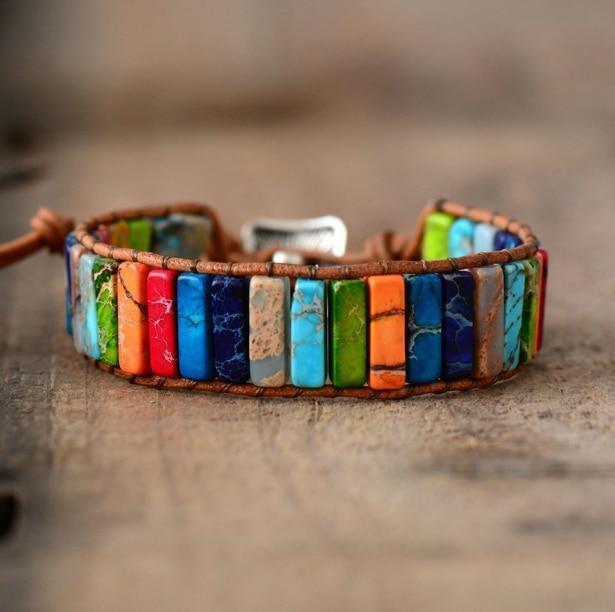 Handmade Multi-Color Natural Stone Chakra Bracelet Crystal Beads Matching Unisex