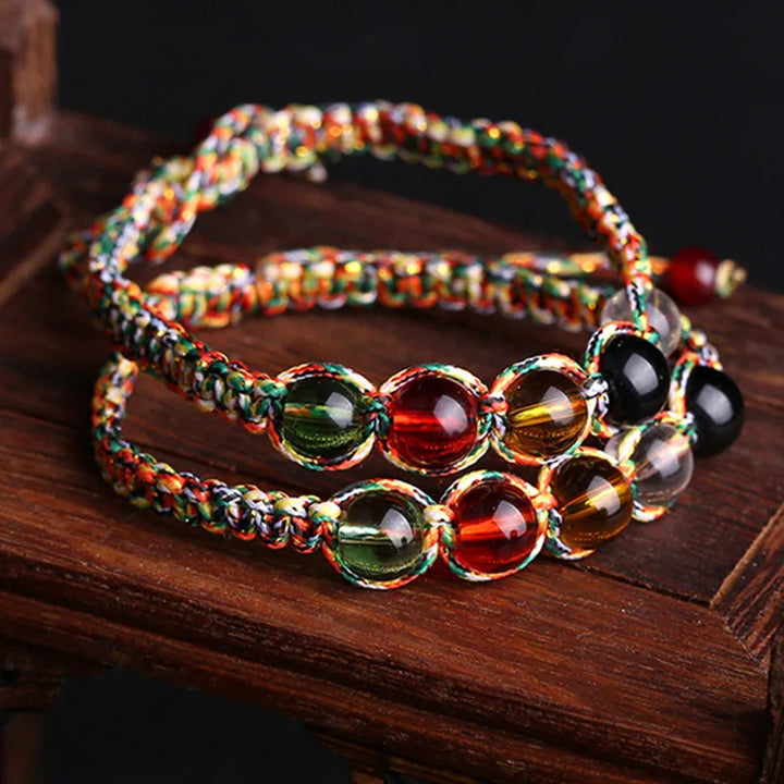 Chinese Five Elements Feng Shui Rope Charm Bracelet Lucky Crystals Knot Charm Bracelet