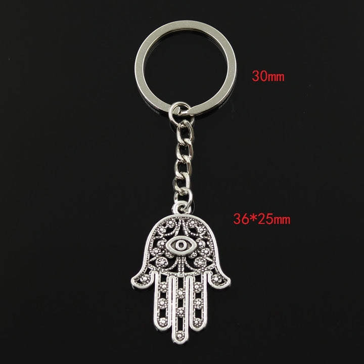 Antique Eye Hamsa Fatima Hand Keychain Evil Eye Amulet Protector Symbol