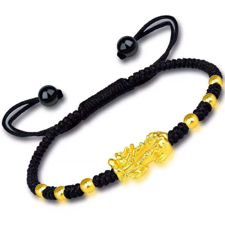Handmade Braided Rope Feng Shui Pixiu Bracelet Charmed Pi Xiu Knot Lucky Charm Dragon Bracelet