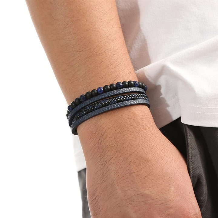 Tiger Eye Pi Xiu Beaded Multi Layer Leather Bracelet Mala Beads Buddha Pixiu Bracelet