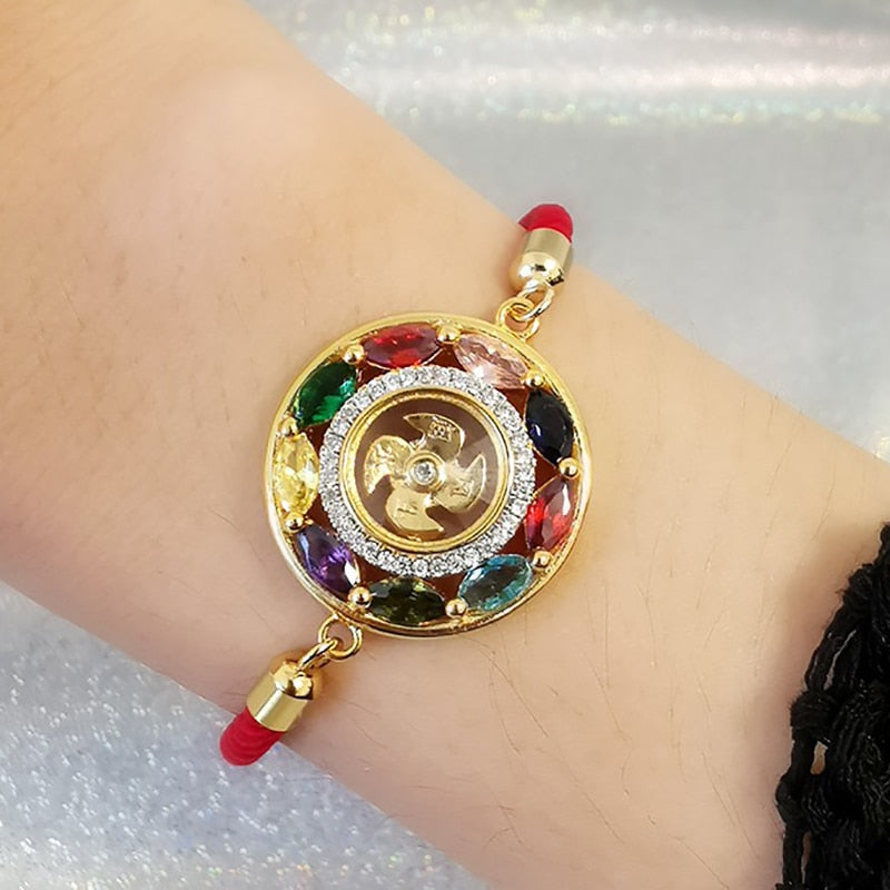 LP Luang Por Round Transfer Wheel Bracelet Buddha Life Symbol