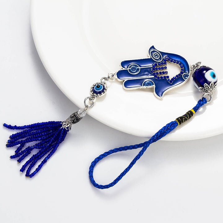 Lucky Evil Eye Glass Bead Tassel Keychain Hamsa Hand Lucky Eye Symbol