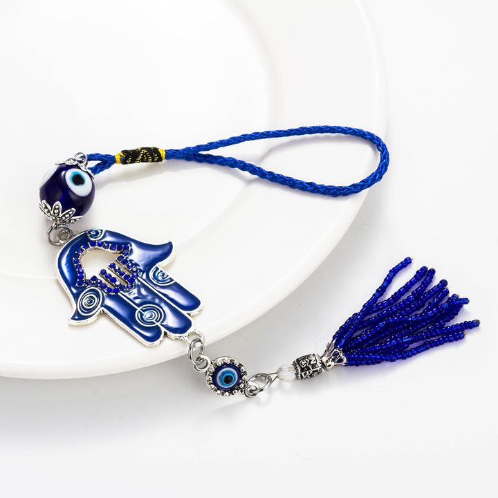 Lucky Evil Eye Glass Bead Tassel Keychain Hamsa Hand Lucky Eye Symbol