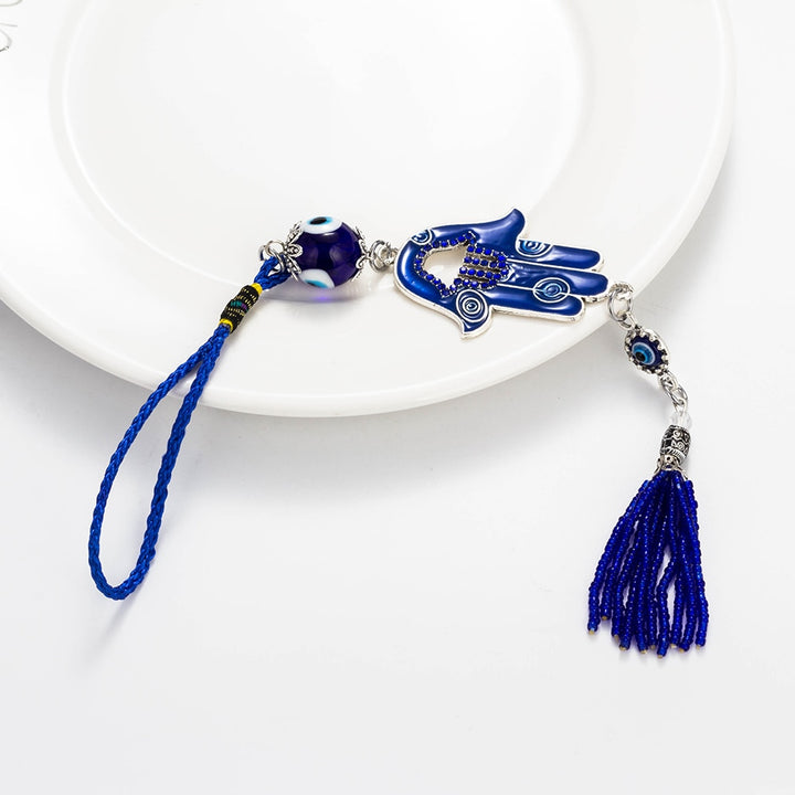 Lucky Evil Eye Glass Bead Tassel Keychain Hamsa Hand Lucky Eye Symbol