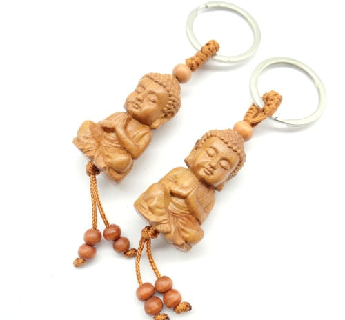 Wooden Buddha Keychain Symbol Siddhartha Gautama Keychain