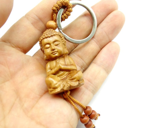Wooden Buddha Keychain Symbol Siddhartha Gautama Keychain