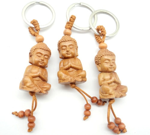 Wooden Buddha Keychain Symbol Siddhartha Gautama Keychain