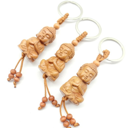Wooden Buddha Keychain Symbol Siddhartha Gautama Keychain