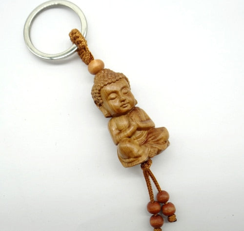 Wooden Buddha Keychain Symbol Siddhartha Gautama Keychain