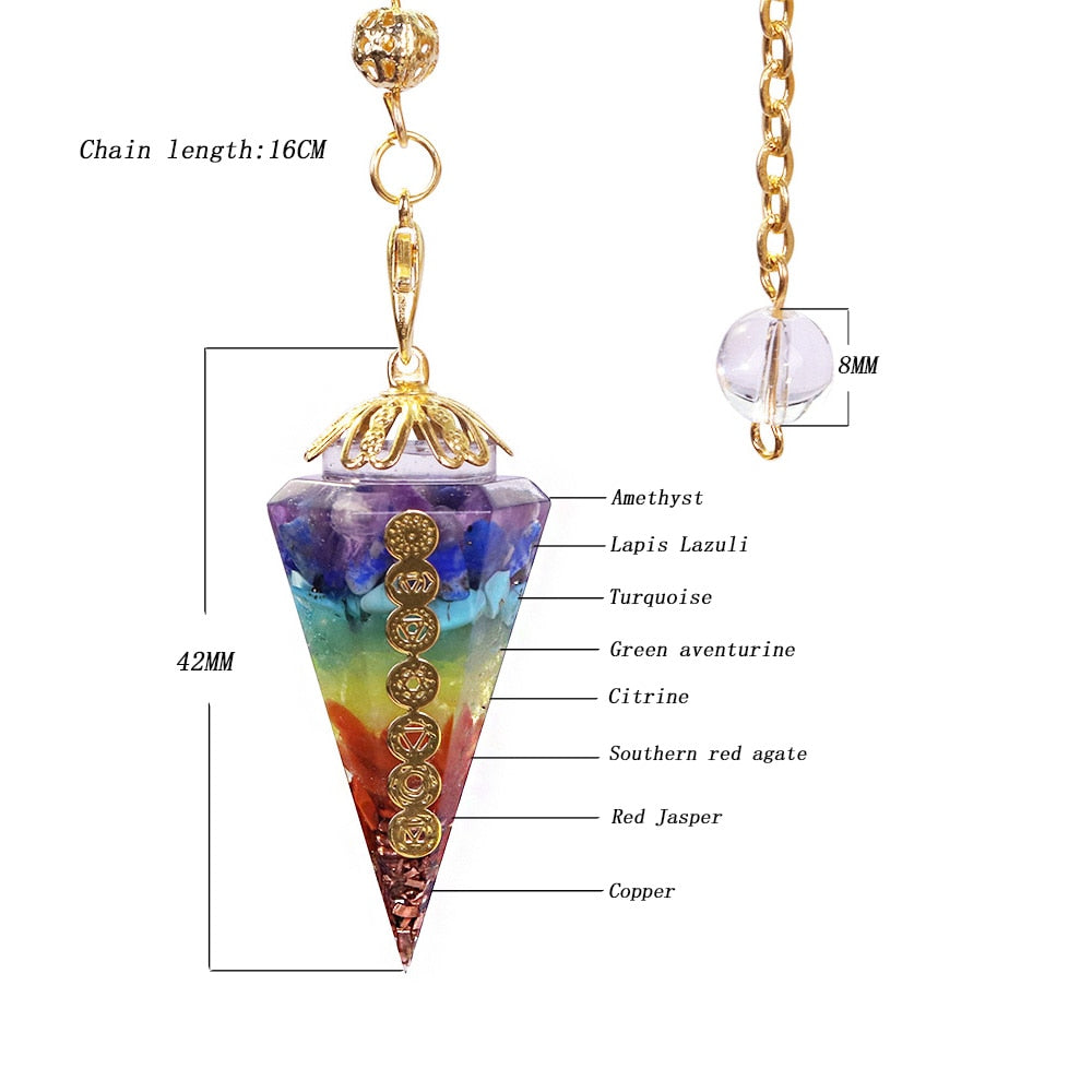 7 Chakra Crystal Energy Pendulum Balanced Spiritual Meditation Pendulum