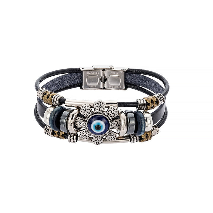 Evil Eye Multilayer Leather Bracelet Handmade Charm Protection Men Women Bracelet