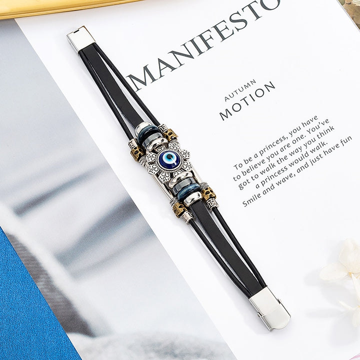 Evil Eye Multilayer Leather Bracelet Handmade Charm Protection Men Women Bracelet