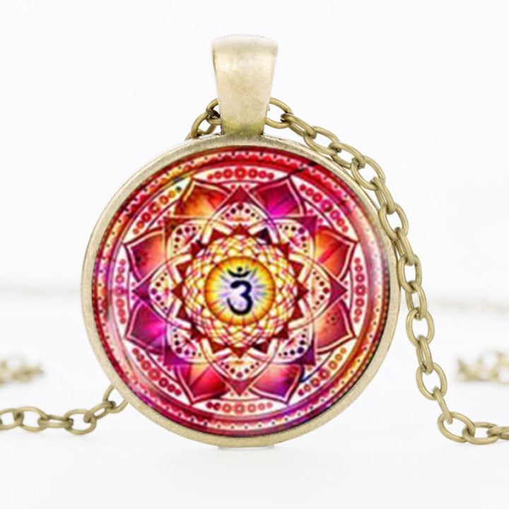 Sri Yantra Sacred Dome Necklace Pendant Vintage Charm Necklace