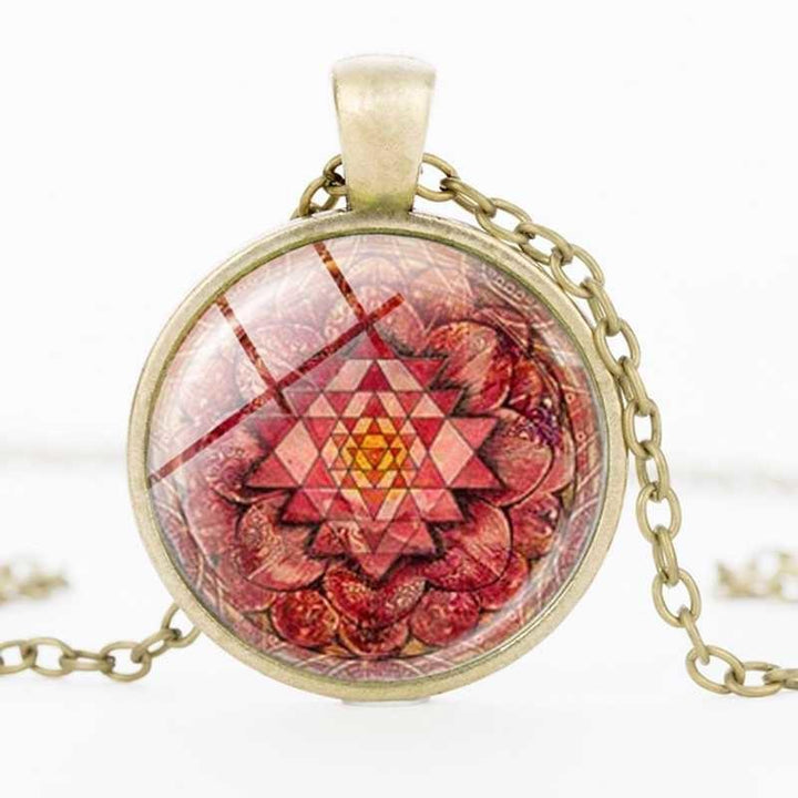 Sri Yantra Necklace Buddhist Charm Necklace Sacred Geometry Chain