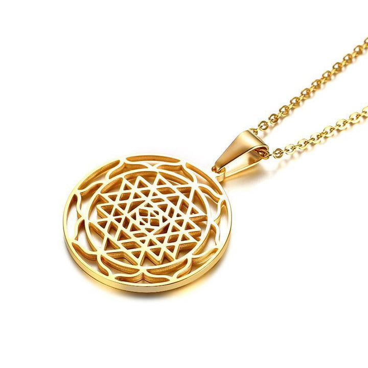 Sri Yantra Charm Meditation Necklace Stainless Steel Pendant