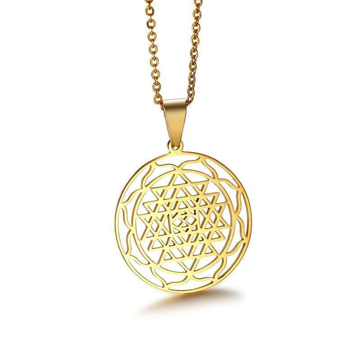 Sri Yantra Charm Meditation Necklace Stainless Steel Pendant